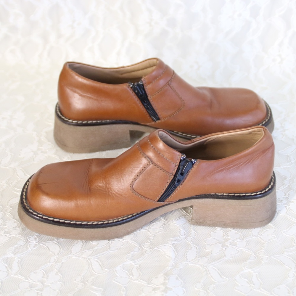 Donated destroyed Leather Moto Zip Shoes sz 38 - Picture 4 of 6